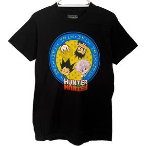 HUNTER X HUNTER ANIME TEE CARTOON BLACK GRAPHIC T SHIRT LOGO Men's Size MEDIUM